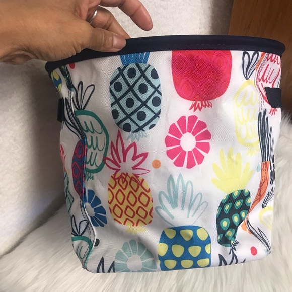 Thirty-One Navy and Pastel Floral Basket - Picture 2 of 4